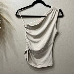 Camila Coelho Cream one-shoulder Asymmetrical Blouse